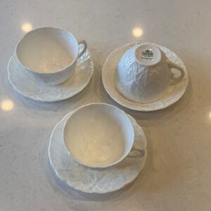 Coalport countrywide embossed white cabbage, saucer, cup three quantity